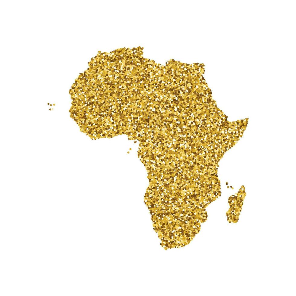 vektor isolerat illustration med förenklad afrika Karta. dekorerad förbi skinande guld glitter textur. ny år och jul högtider' dekoration för hälsning kort.