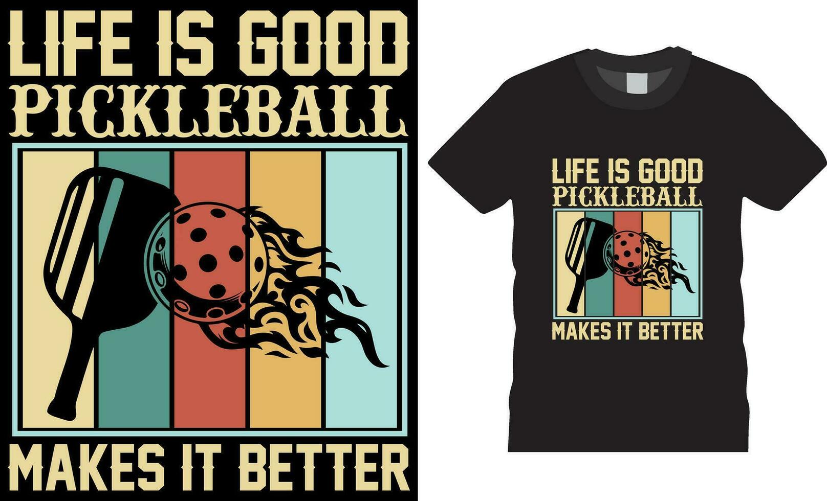 liv är Bra pickleball göra den bättre, ättikslag boll t-shirt design vektor skriva ut mall
