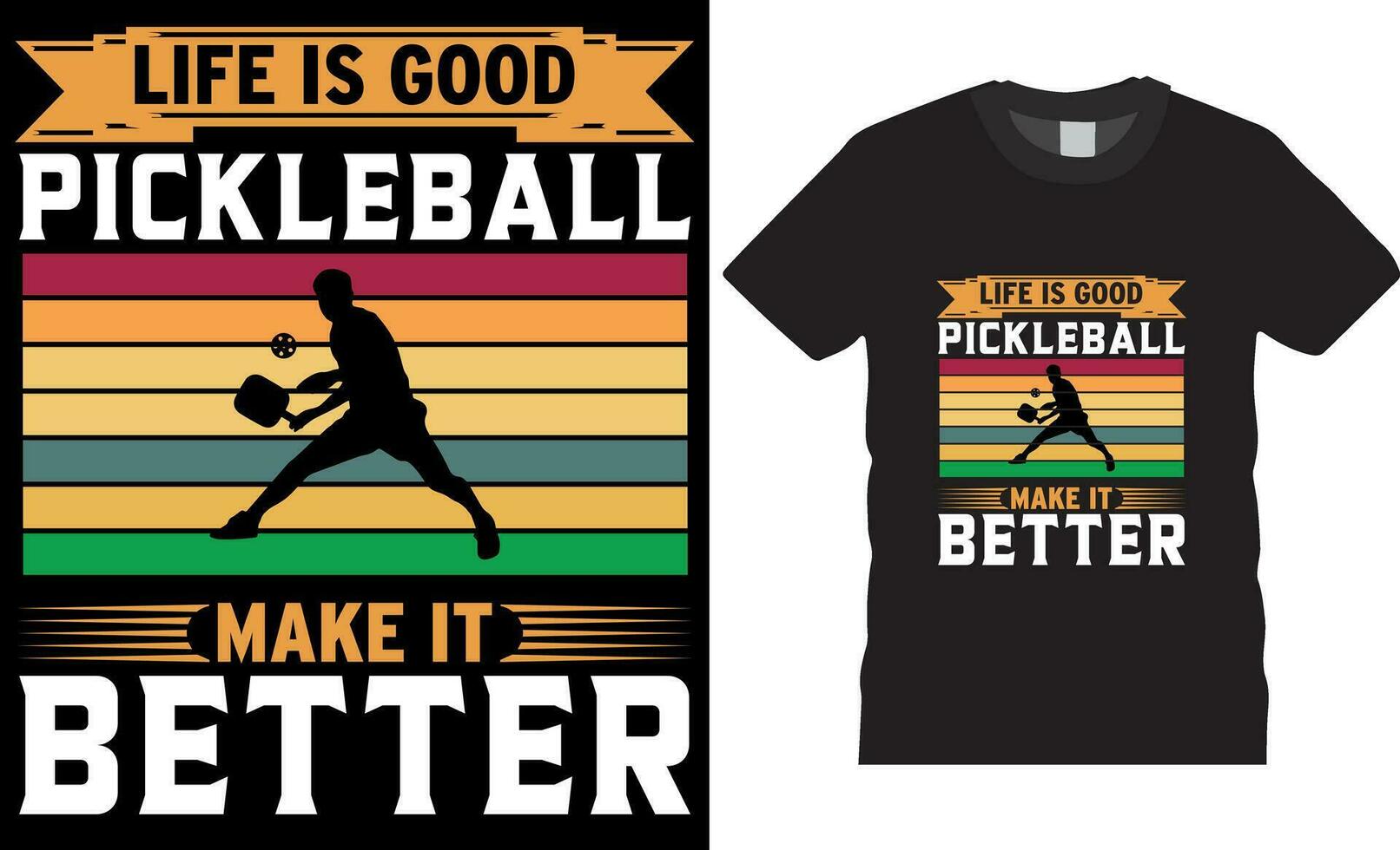 Leben ist gut Pickleball machen es besser, Essiggurke Ball T-Shirt Design Vektor drucken Vorlage