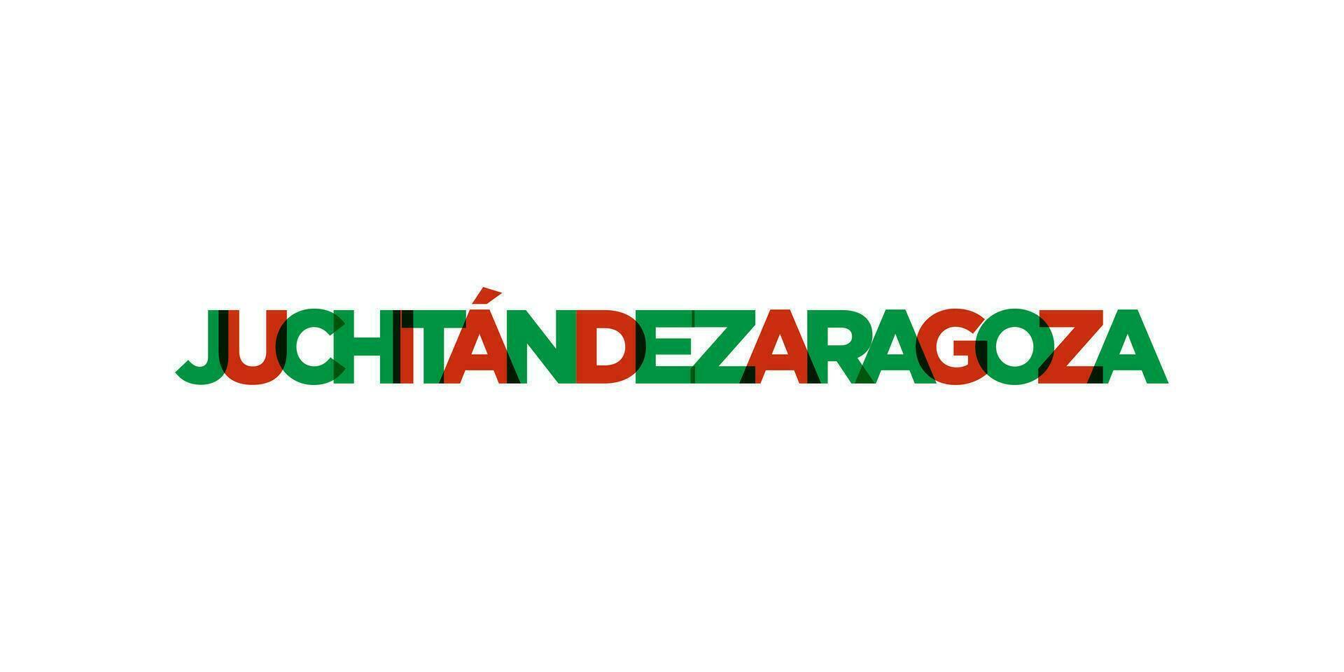 juchitan de Saragossa im das Mexiko Emblem. das Design Eigenschaften ein geometrisch Stil, Vektor Illustration mit Fett gedruckt Typografie im ein modern Schriftart. das Grafik Slogan Beschriftung.