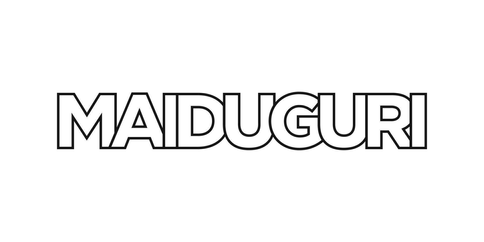 maiduguri i de nigeria emblem. de design funktioner en geometrisk stil, vektor illustration med djärv typografi i en modern font. de grafisk slogan text.