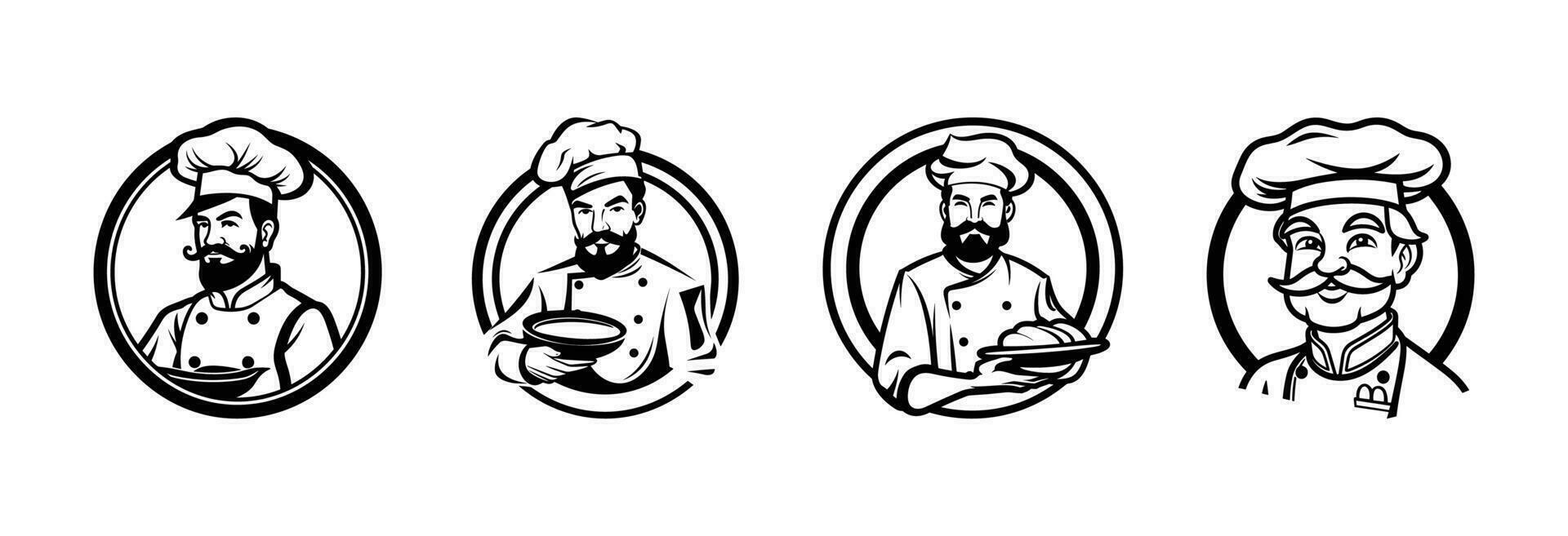 restauranger kock logotyp och ikon design vektor
