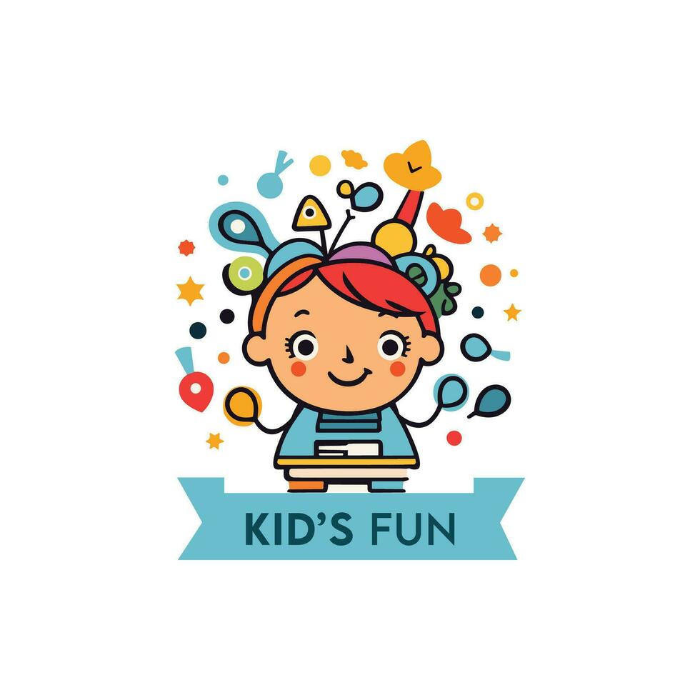 Kinder Spaß Logo Design und Logo Vorlage vektor