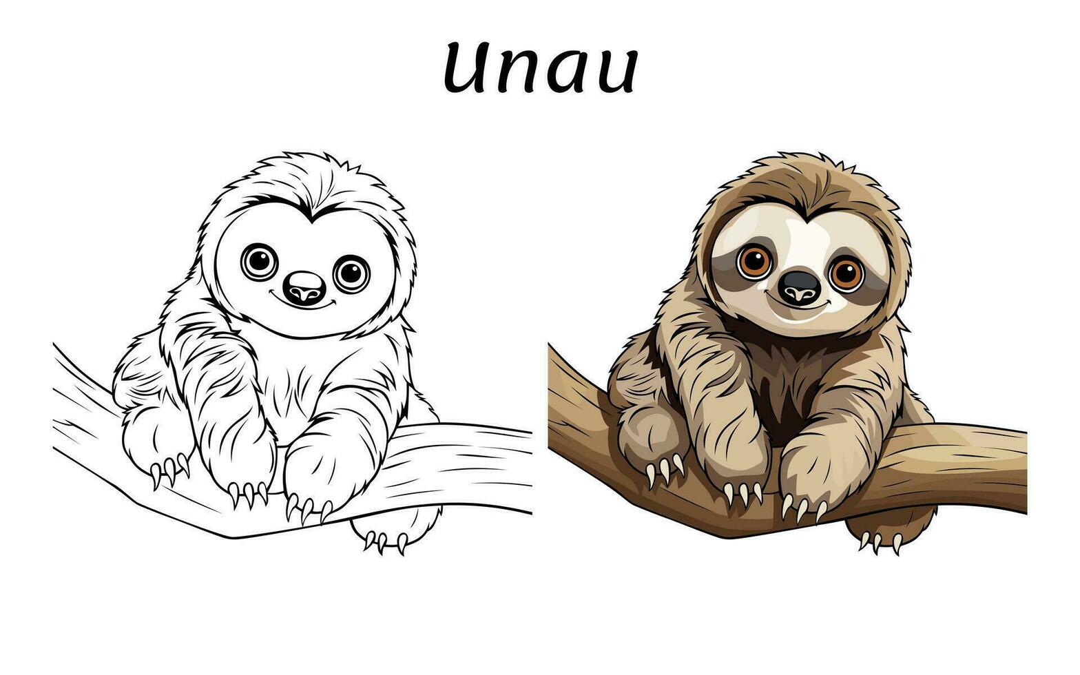 unau söt djur- färg bok illustration vektor