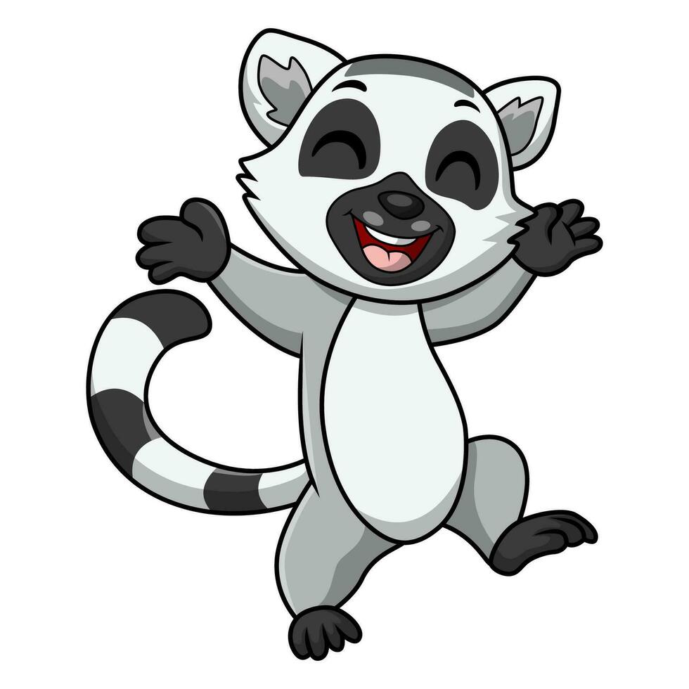 niedliche Lemurenkarikatur auf weißem Hintergrund vektor