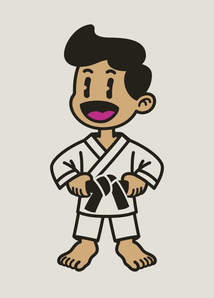glücklich Karate Junge Athlet Karikatur isoliert vektor