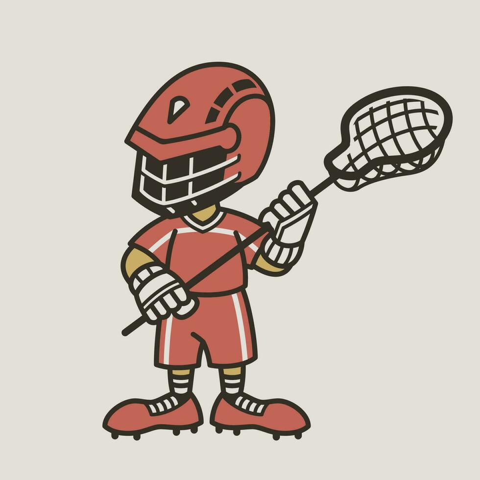 Karikatur Kind spielen Lacrosse Karikatur isoliert vektor