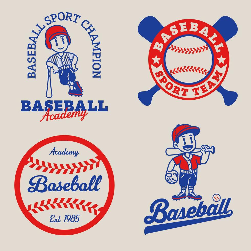 uppsättning av baseboll logotyp samling i årgång retro vektor