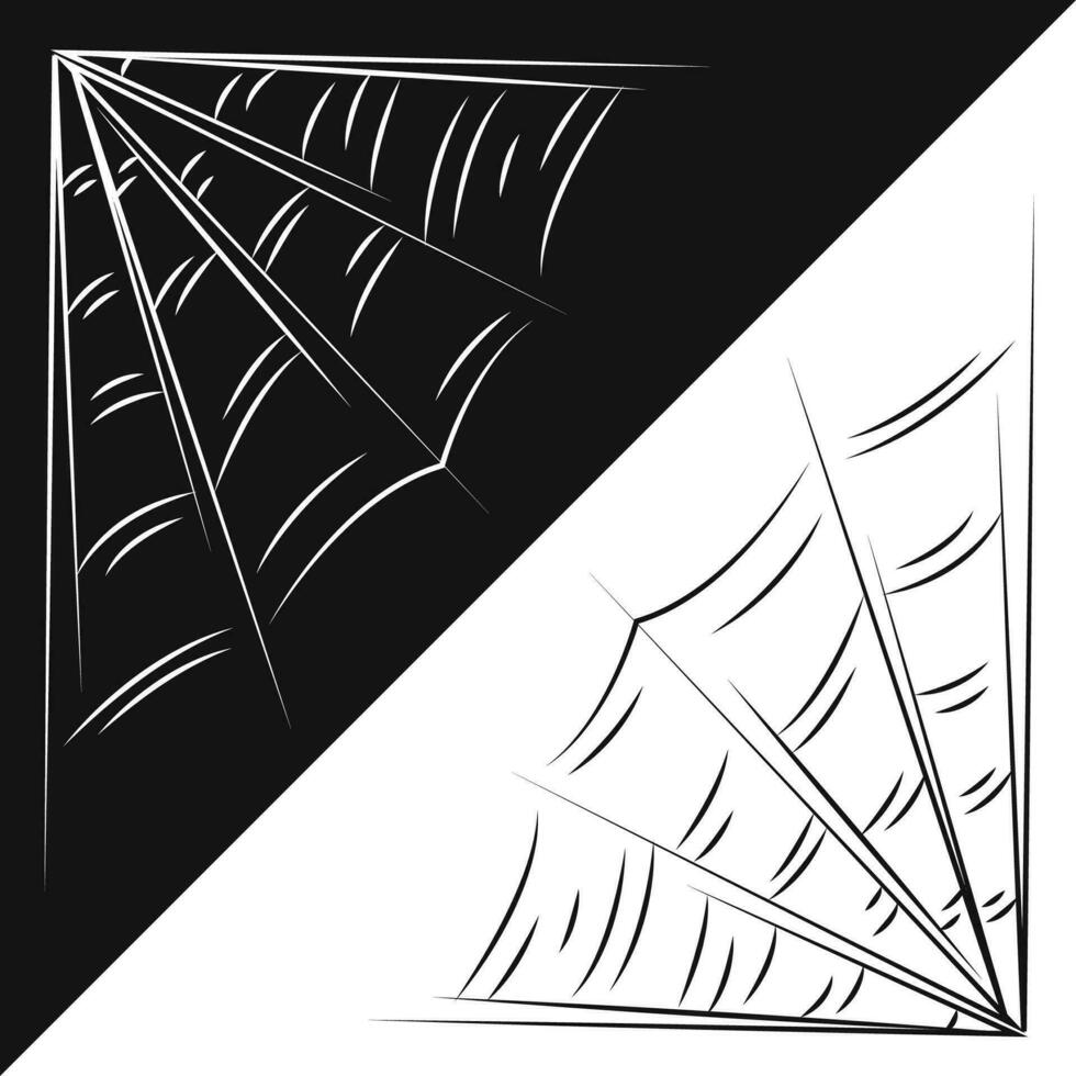 små uppsättning med Spindel webb som en symbol av halloween. svart och vit klotter vektor illustration.
