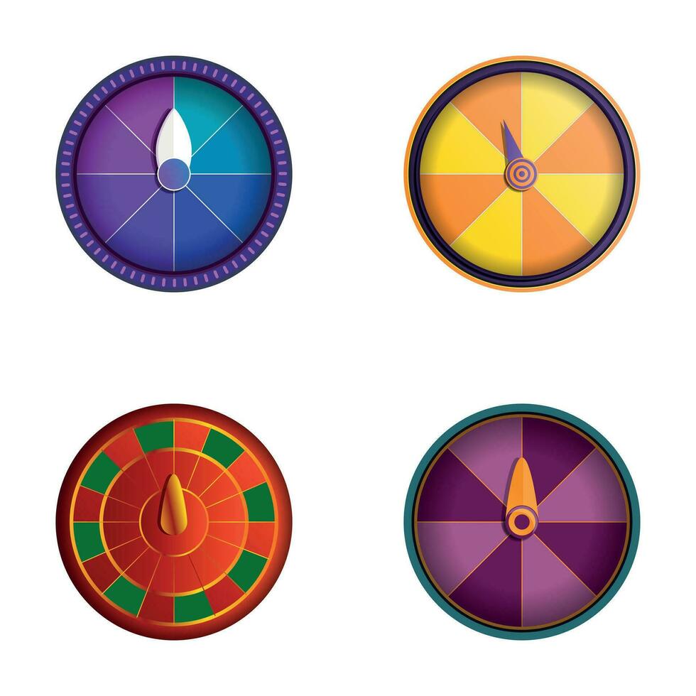 förmögenhet hjul ikoner uppsättning tecknad serie vektor. lotteri vektor