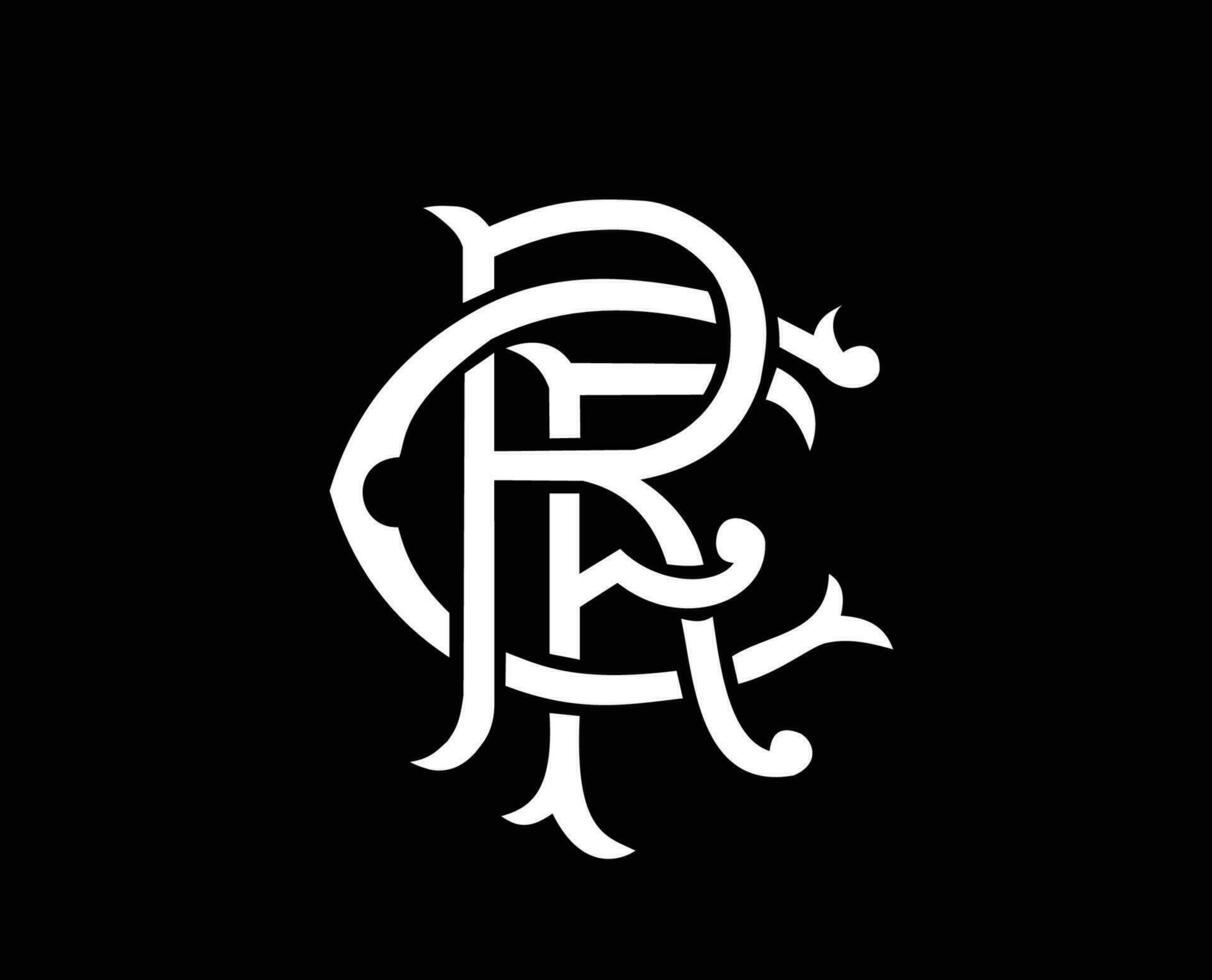 glasgow rangers logotyp klubb symbol vit skottland liga fotboll abstrakt design vektor illustration med svart bakgrund