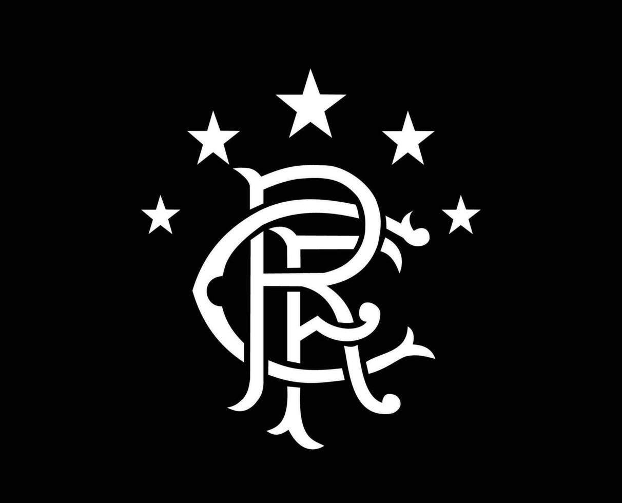 glasgow rangers symbol klubb logotyp vit skottland liga fotboll abstrakt design vektor illustration med svart bakgrund