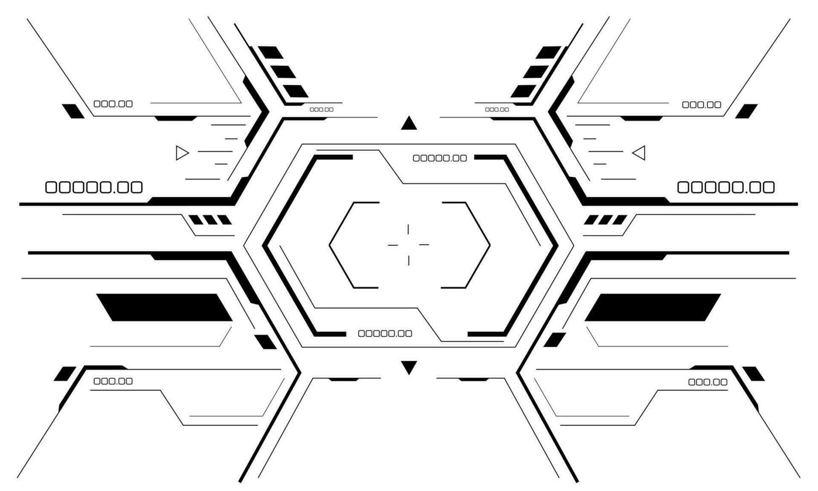 hud Sci-Fi Schnittstelle Bildschirm Aussicht schwarz geometrisch auf Weiß Design virtuell Wirklichkeit futuristisch Technologie kreativ Anzeige Vektor