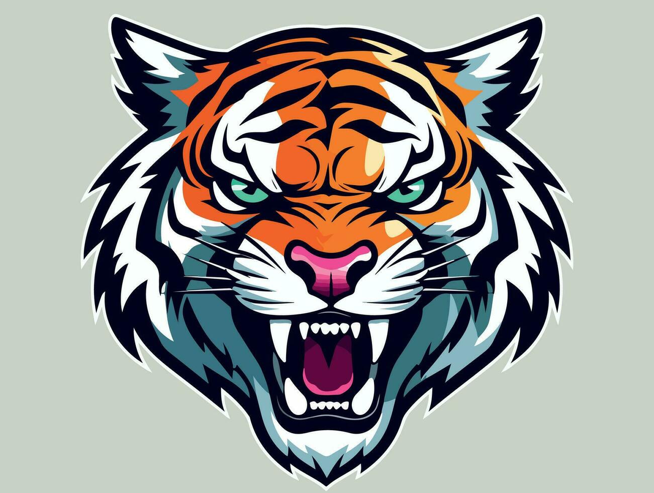 arg tiger esport logotyp vektor illustration med isolerat bakgrund