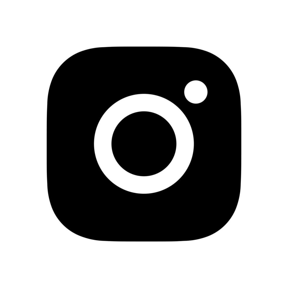 Instagram logotyp svart silhuett form - isolerat. Instagram senast ikon för webb sida, mobil app eller skriva ut material. vektor