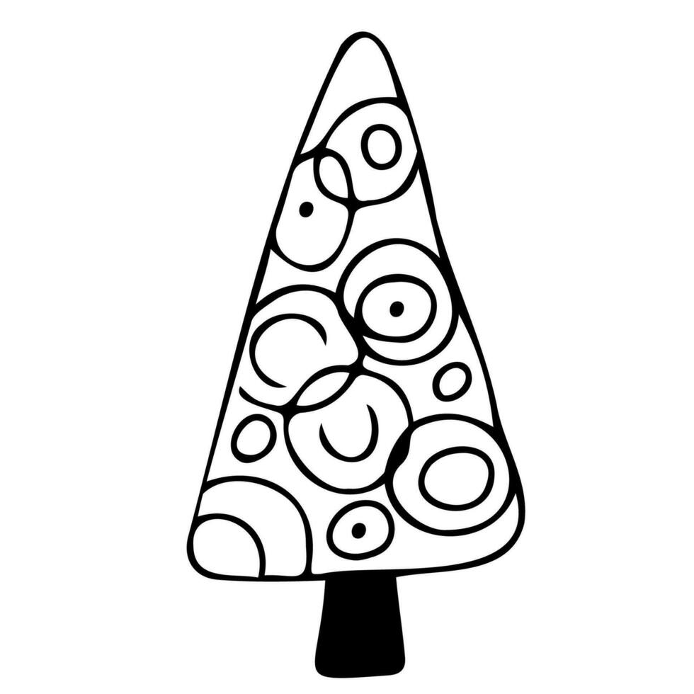 ny år element gran eller tall. hand dragen skiss jul träd på en vit bakgrund. vektor