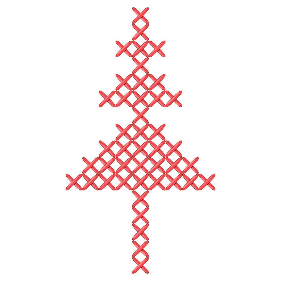 Weihnachten Baum Stickerei im Bauer Volk rustikal Motiv. Kreuz Stich Tanne und Weihnachten vektor