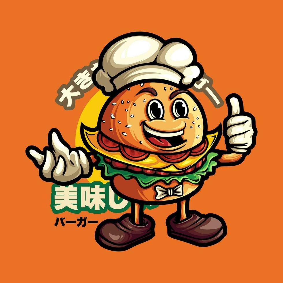 maskot burger illustration vektor