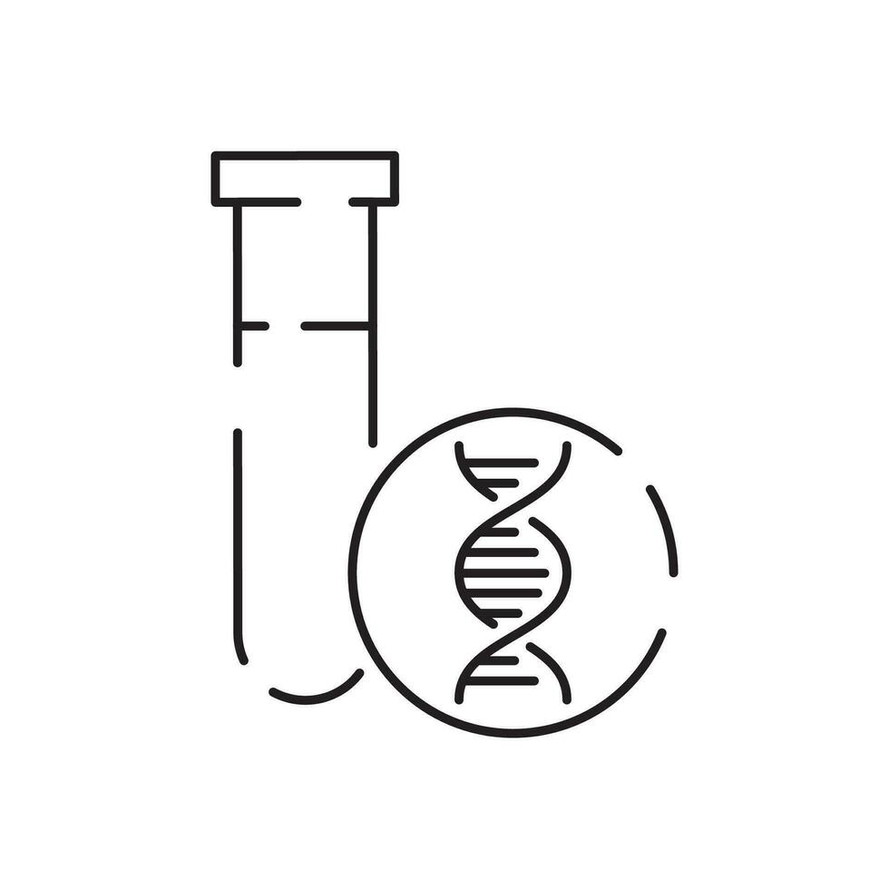 genetisch Ingenieurwesen Symbol Vektor Linie Symbol. Biochemie und Genetik. Schlaganfall Piktogramm Grafik zum Netz Design. hohe Qualität Gliederung Vektor Symbol Konzept.