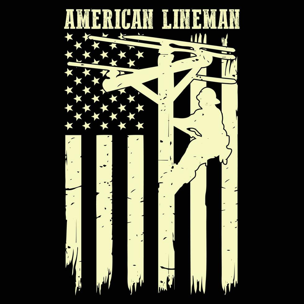 linjeman amerikan flagga elektrisk kabel- gåva patriotisk linjeman gåva t-shirt vektor
