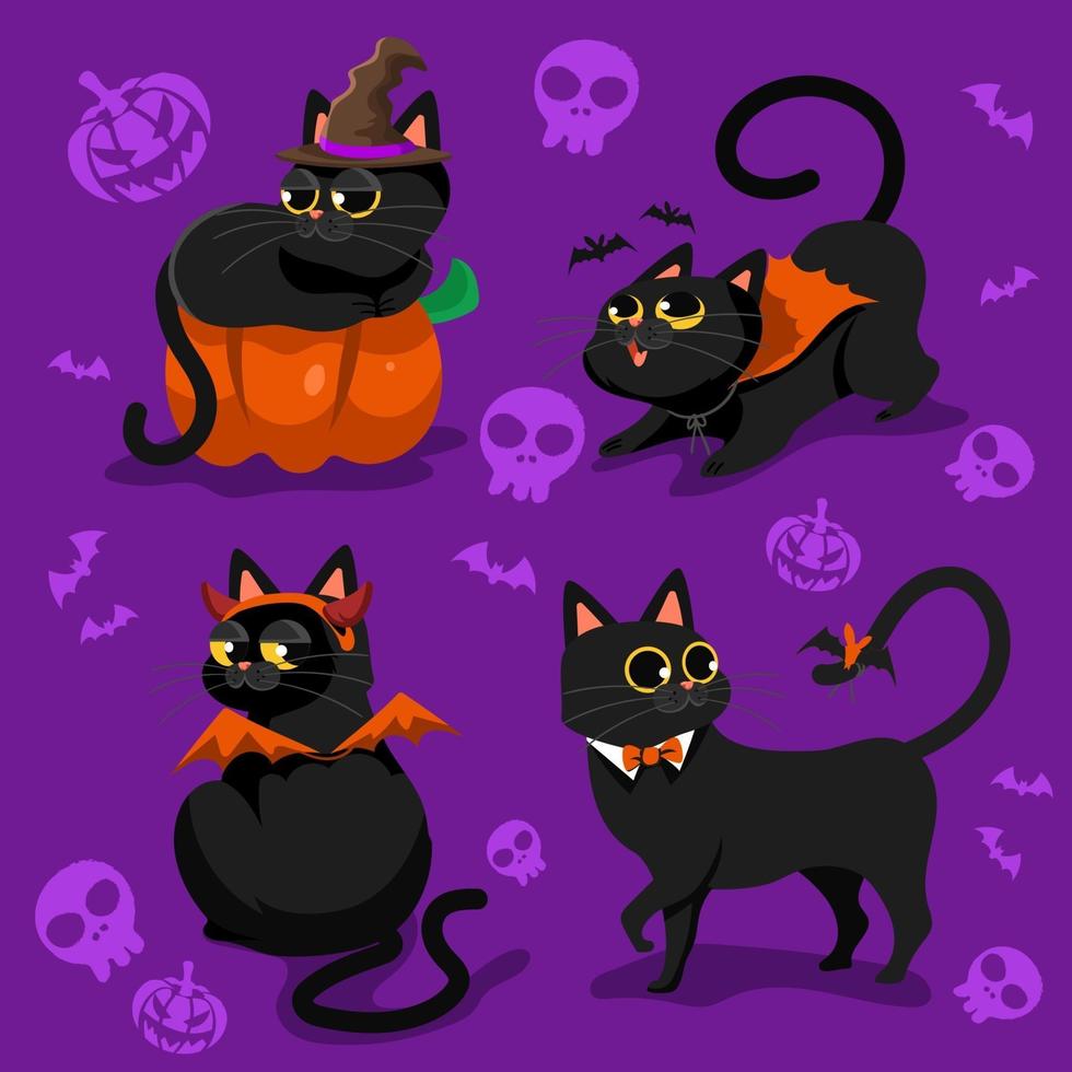 süße schwarze katze für halloween vektor