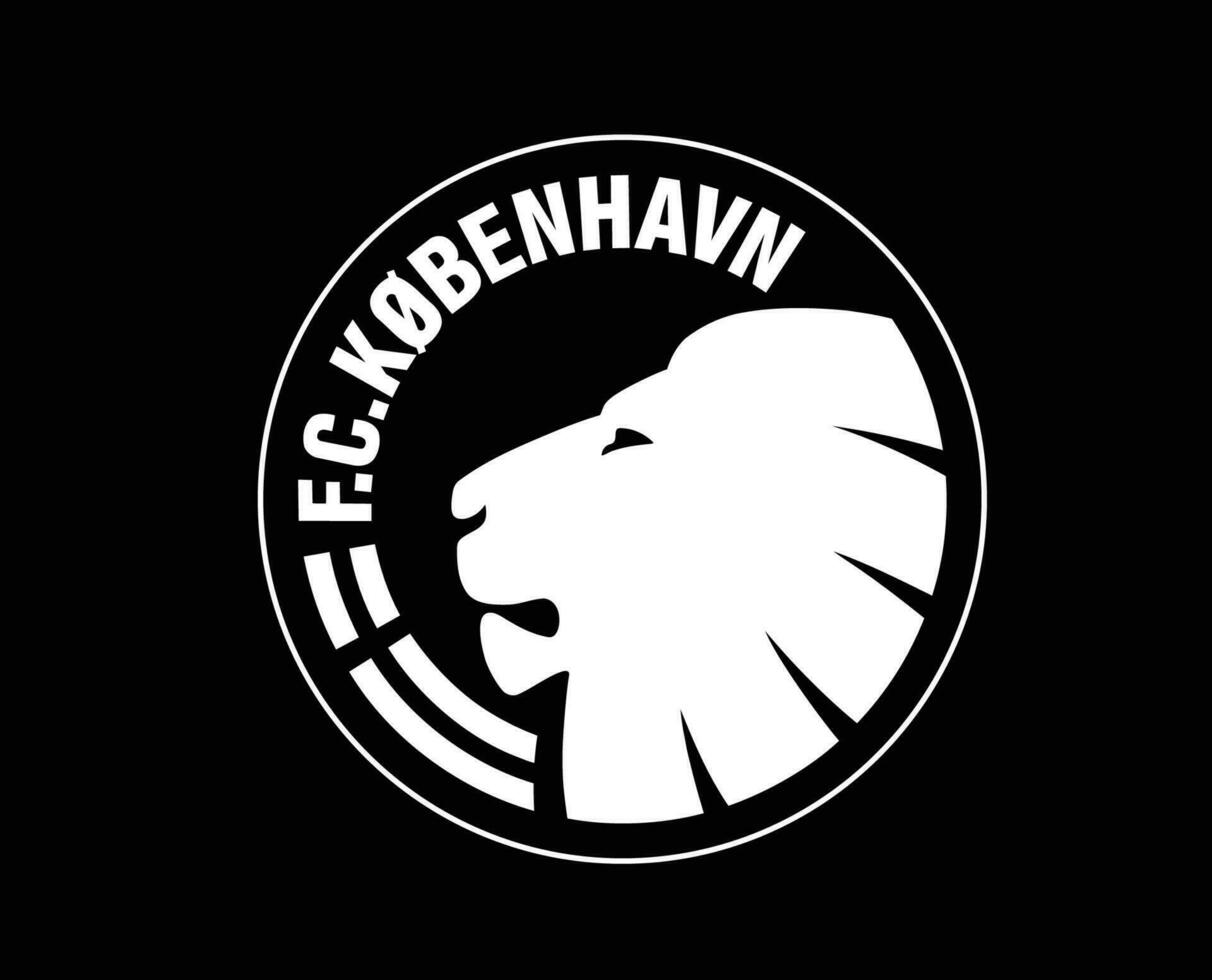 fc kobenhavn klubb symbol logotyp vit Danmark liga fotboll abstrakt design vektor illustration med svart bakgrund