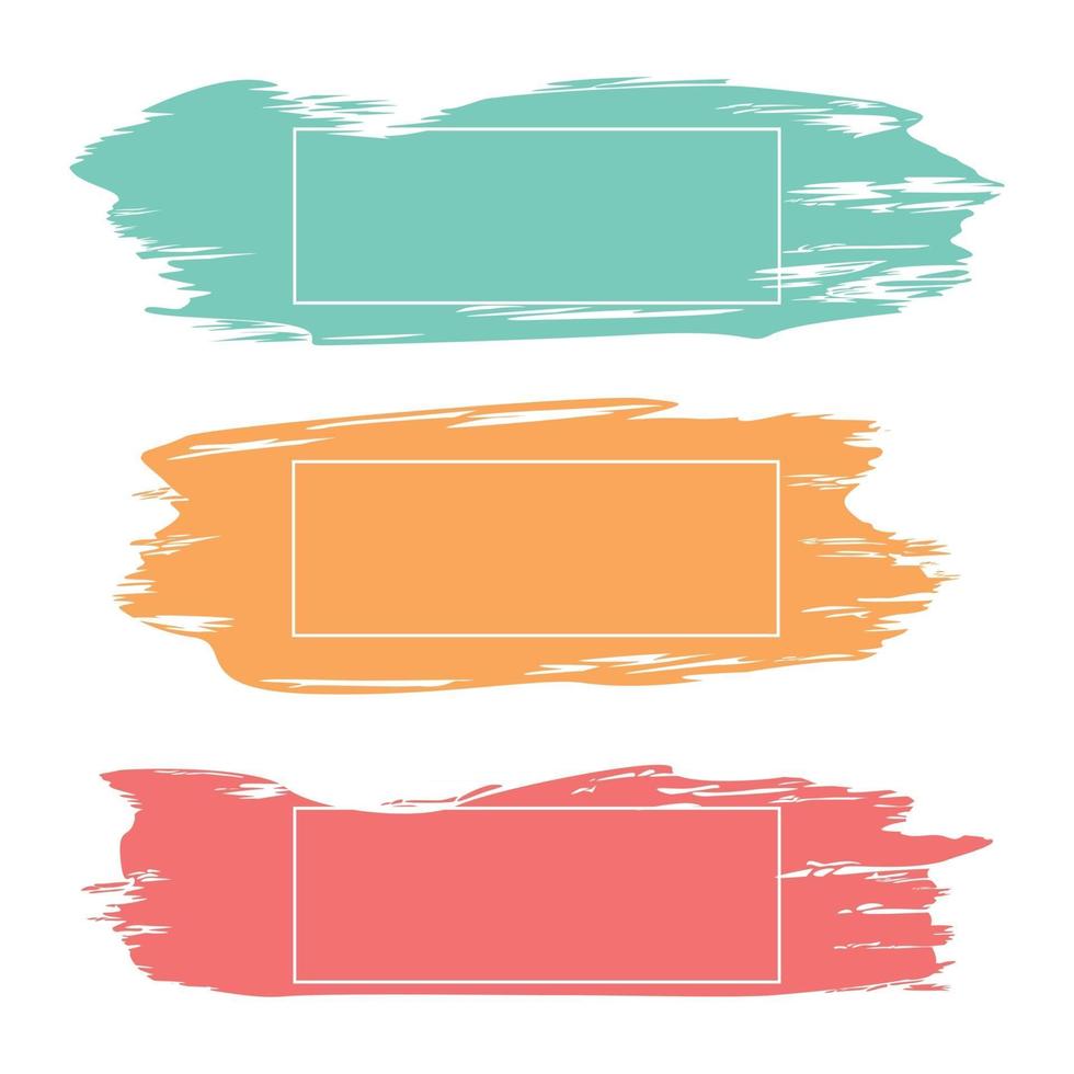 drei farbige Pinselstriche mit Rahmen und Platz für Text - Vektor