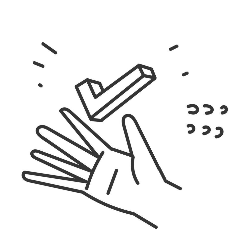 hand dragen klotter kolla upp mark ikon illustration vektor