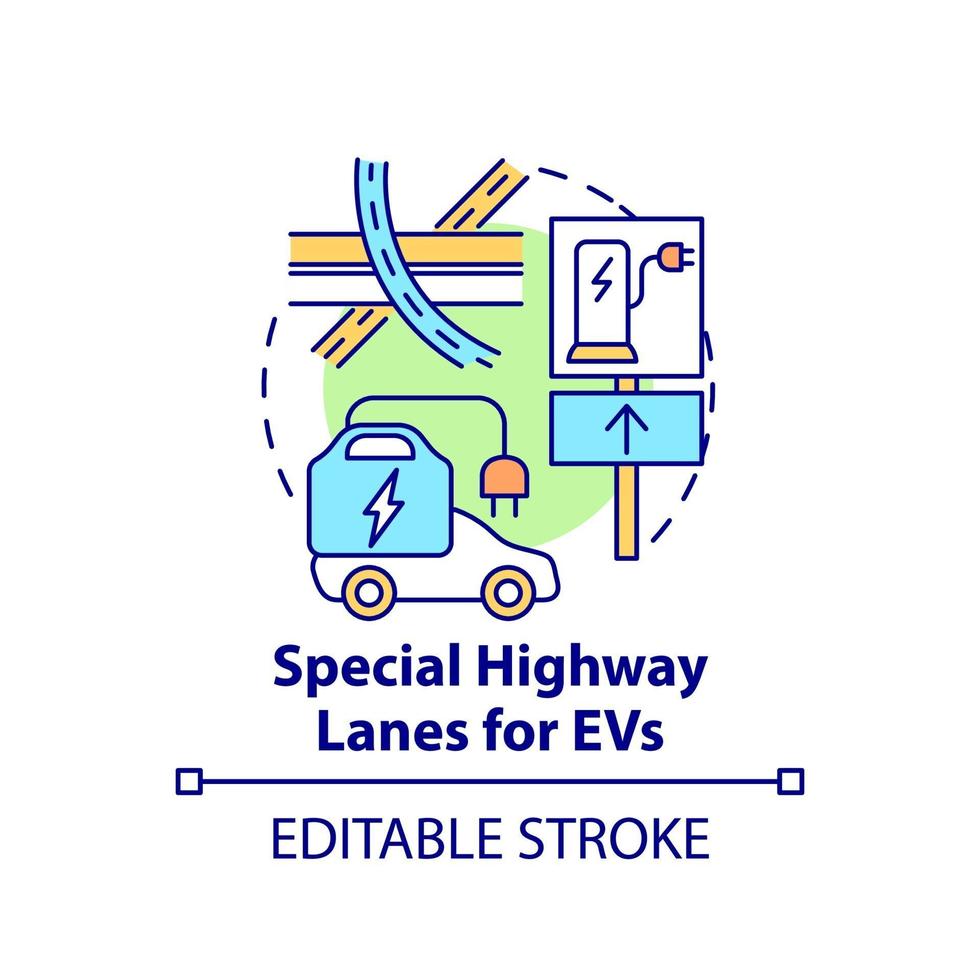 Symbol für das Konzept der speziellen Autobahnspuren für Elektrofahrzeuge. vektor