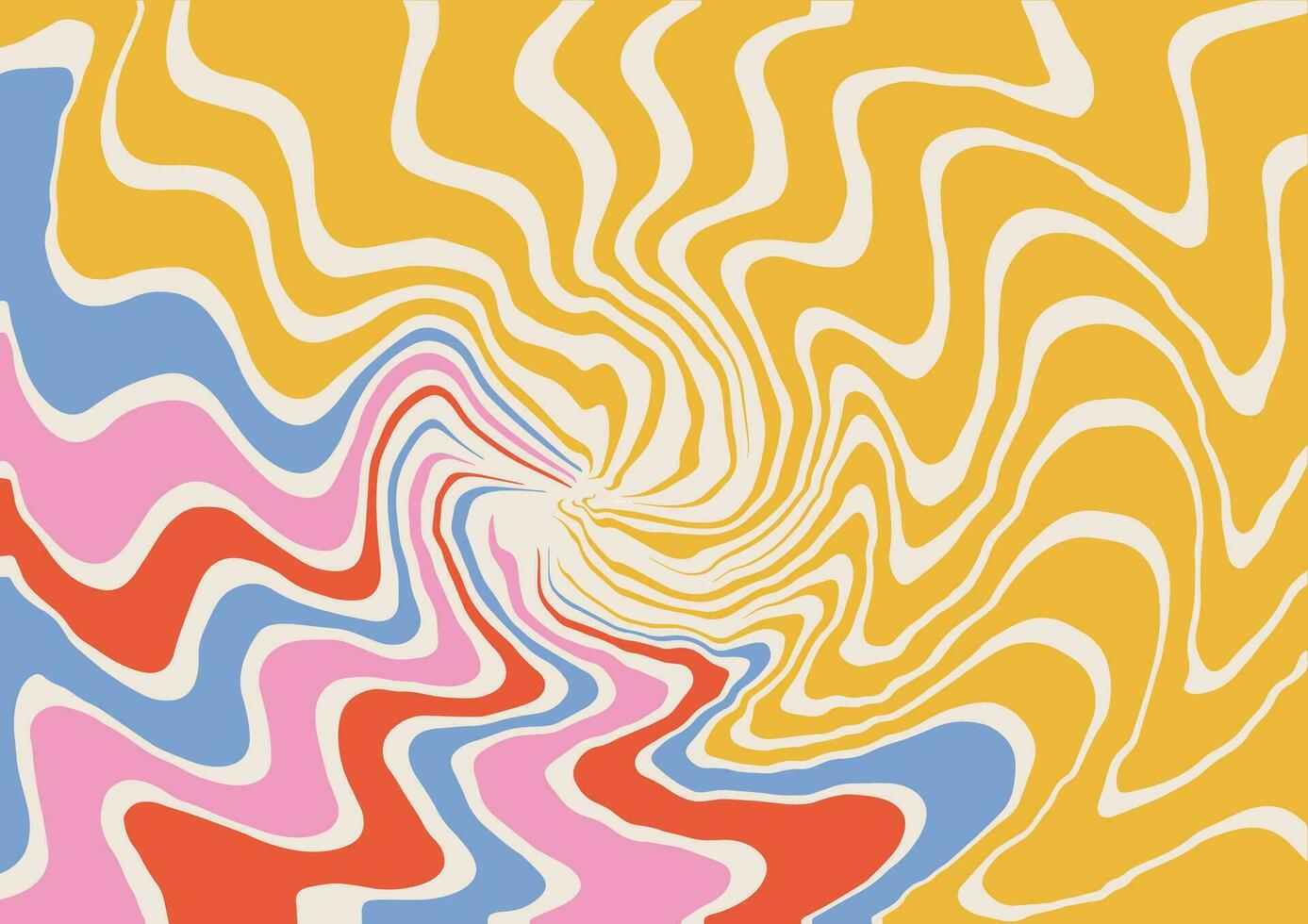 abstrakt Vektor Hintergrund mit trippy Marmorierung ebru Textur mögen im retro Design Ästhetik von das 1970er. konzentrisch groovig Wellen psychedelisch gebogen Hintergrund im Hippie retro Stil.