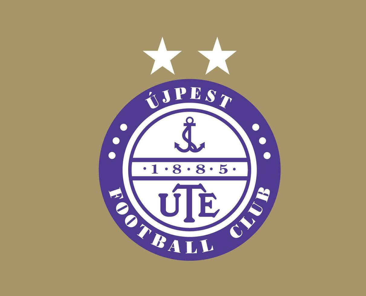 ujpest fc klubb logotyp symbol grekland liga fotboll abstrakt design vektor illustration med brun bakgrund