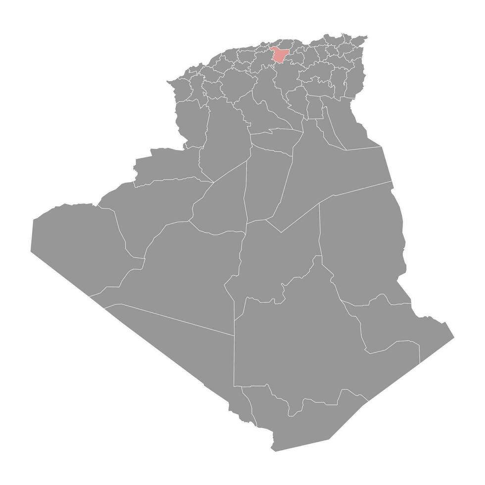 bouira provins Karta, administrativ division av Algeriet. vektor
