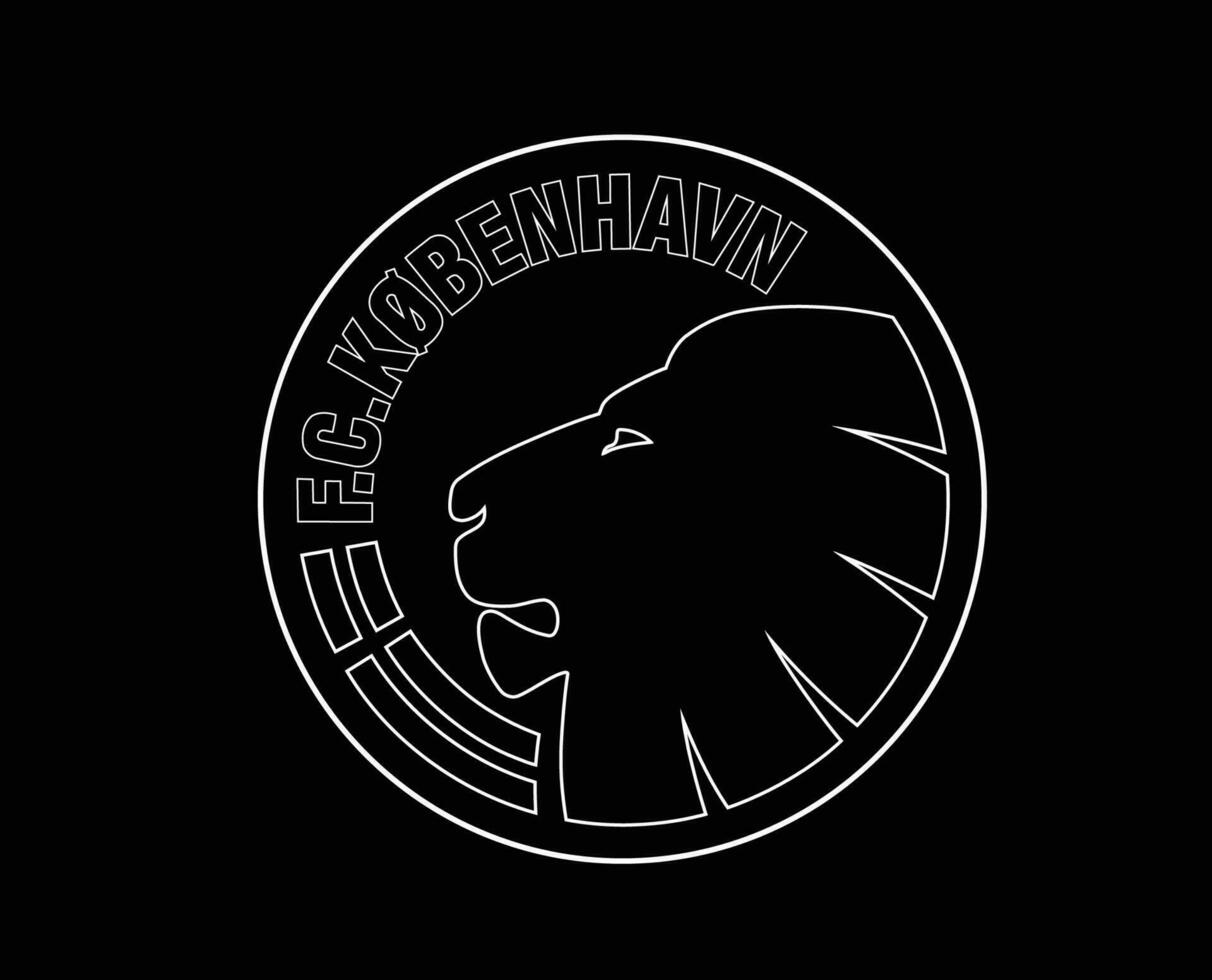 fc kobenhavn logotyp klubb symbol vit Danmark liga fotboll abstrakt design vektor illustration med svart bakgrund