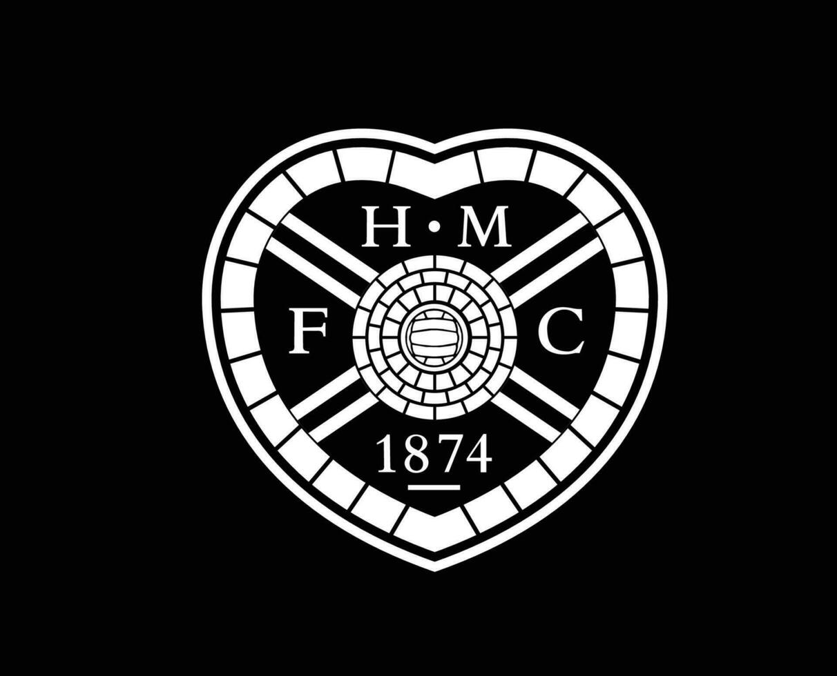 Herz von Midlothianer fc Verein Logo Symbol Weiß Schottland Liga Fußball abstrakt Design Vektor Illustration mit schwarz Hintergrund