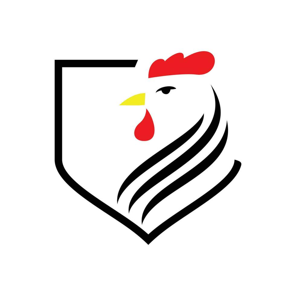 Hahn Kopf Logo Design. Hähnchen Charakter, Zeichen und Symbol. vektor