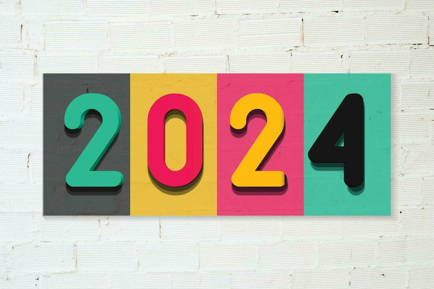 glücklich Neu Jahr 2024 bunt Text zum Banner oder Poster vektor