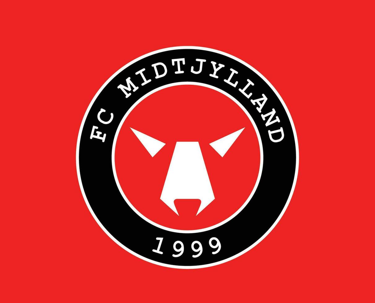 fc midtjylland klubb logotyp symbol Danmark liga fotboll abstrakt design vektor illustration med röd bakgrund