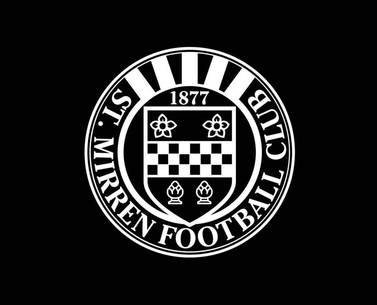 st mirren fc klubb logotyp symbol vit skottland liga fotboll abstrakt design vektor illustration med svart bakgrund