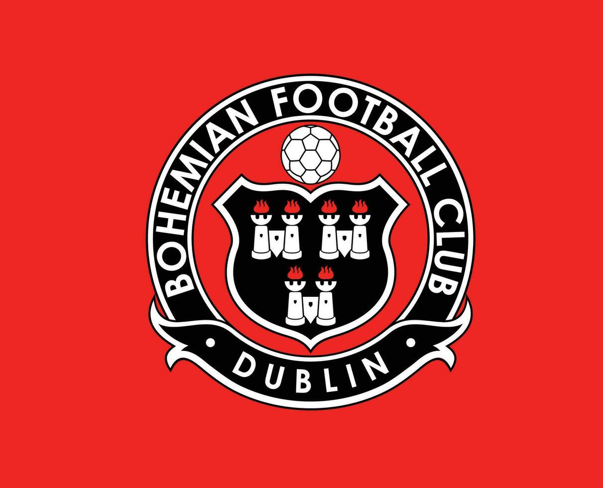bohemisk fc klubb logotyp symbol irland liga fotboll abstrakt design vektor illustration med röd bakgrund