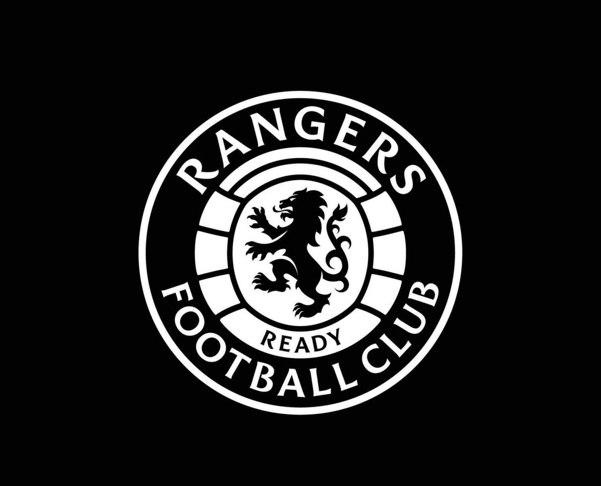 glasgow rangers klubb logotyp symbol vit skottland liga fotboll abstrakt design vektor illustration med svart bakgrund