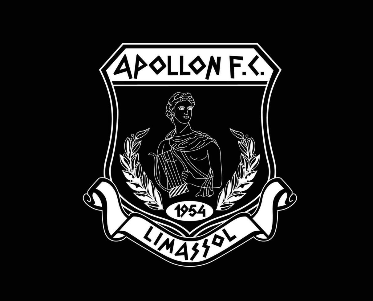 apollon limassol klubb logotyp symbol vit cypern liga fotboll abstrakt design vektor illustration med svart bakgrund