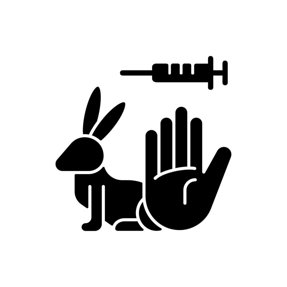 ingen kanin testar svart glyph-ikon vektor