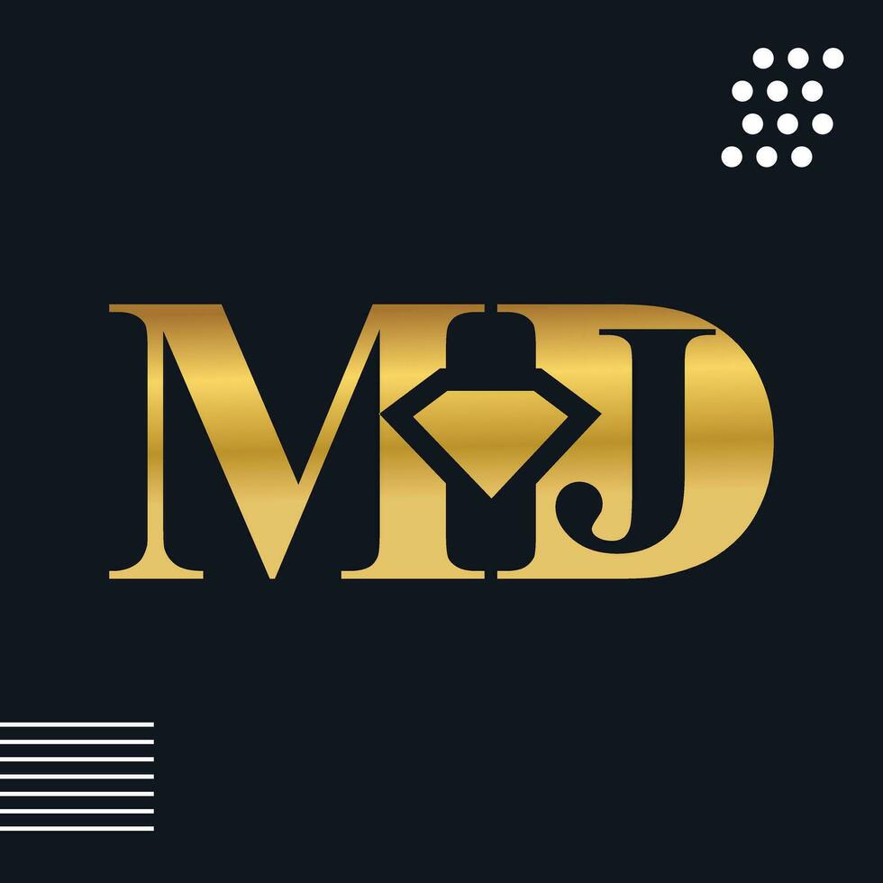 mdj Diamant Brief Kombination Logo Illustration vektor