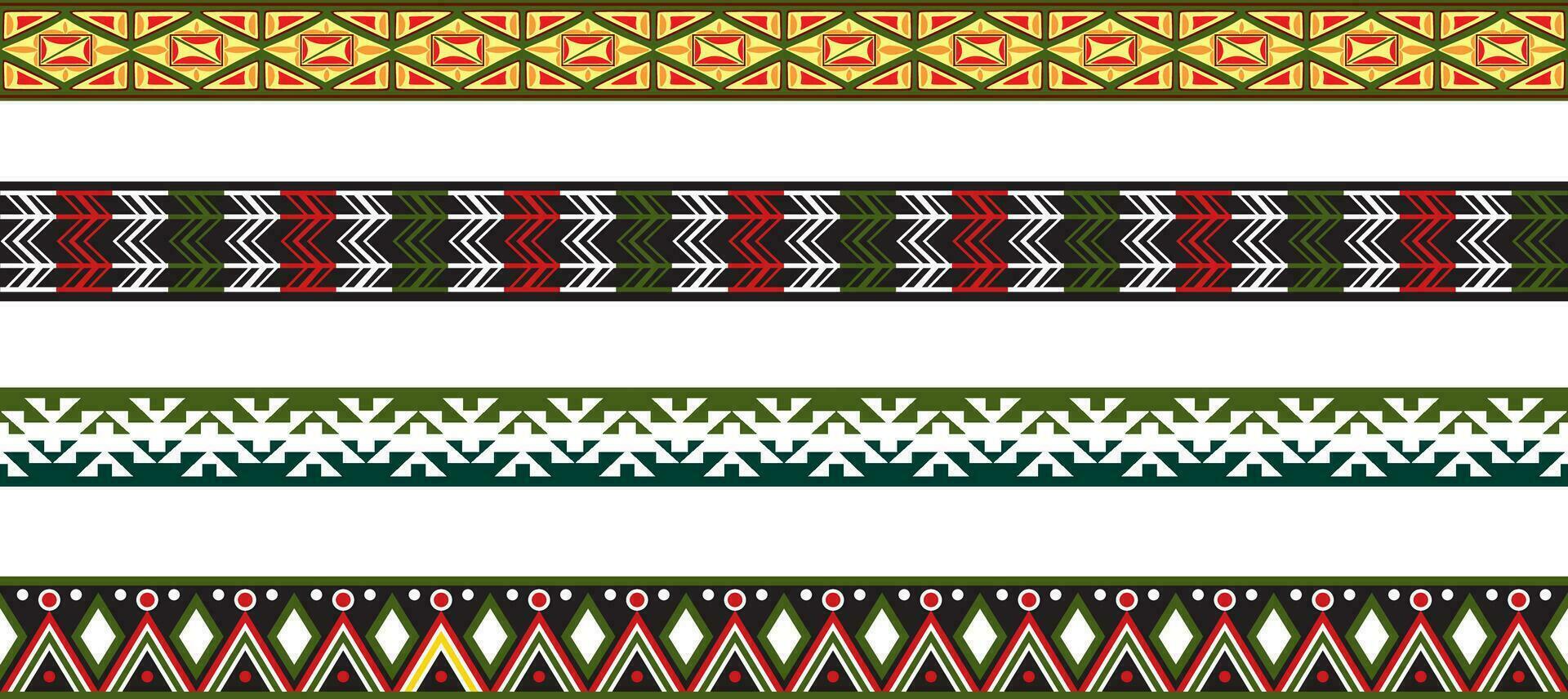 Vektor einstellen von farbig einheimisch amerikanisch National Grenzen. Frames im das Stil von das Azteken, Mayas, Inkas.