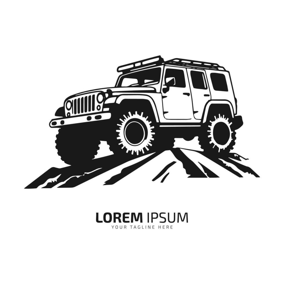 minimal und abstrakt Logo von Jeep Symbol aus Straße Vektor Auto Silhouette isoliert Design Auto Jeep