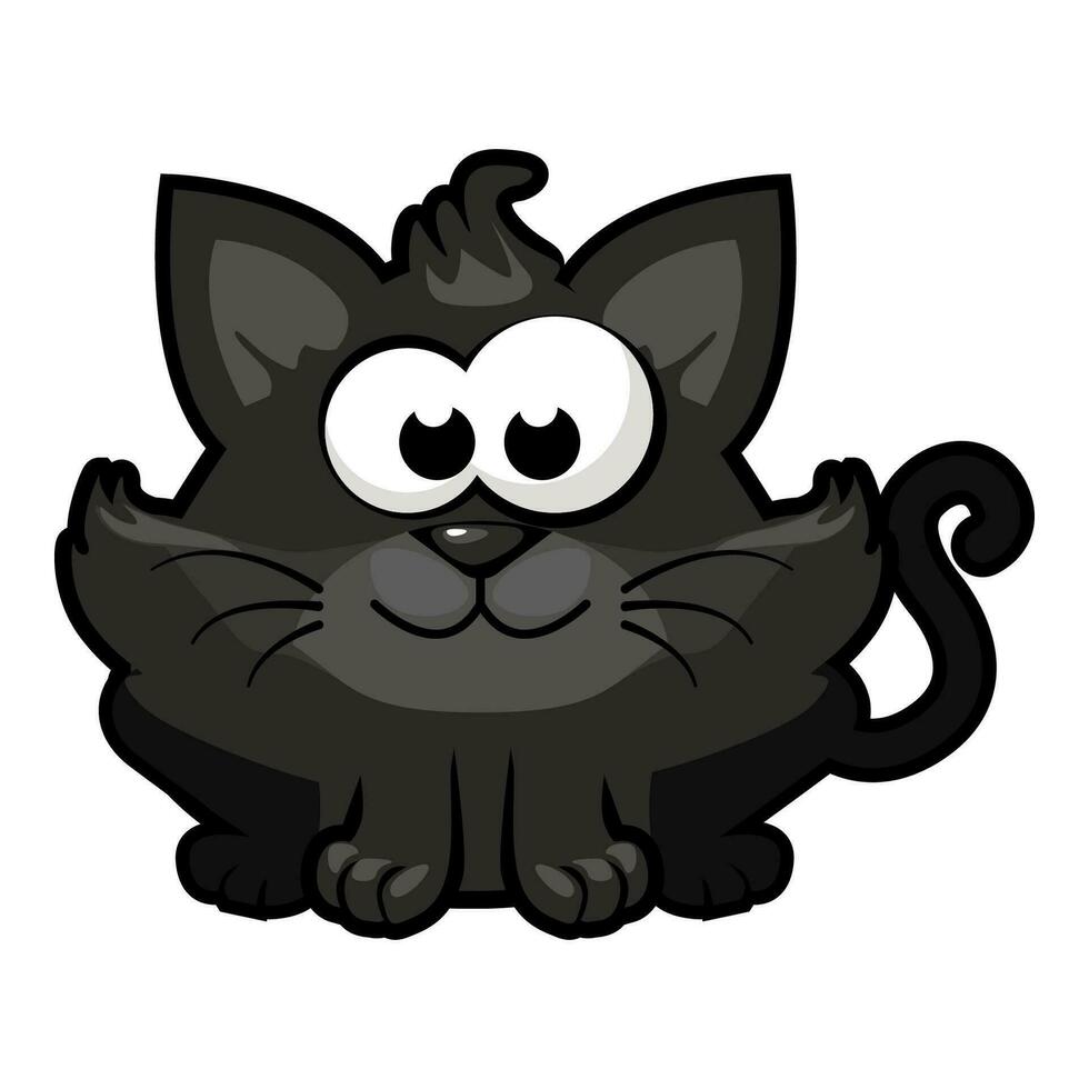 schwarz Katze sitzt auf ein Weiß Hintergrund vektor