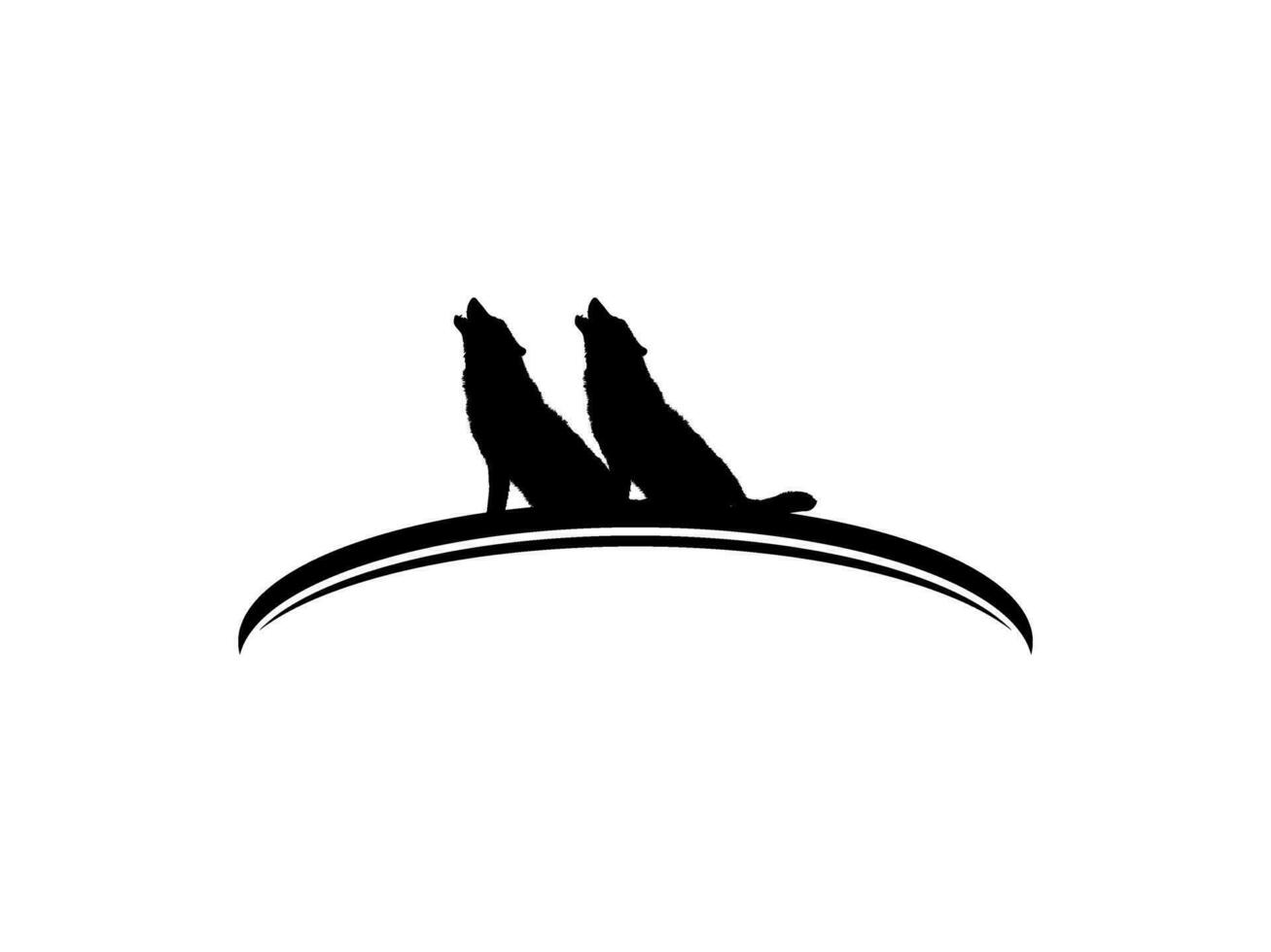 das Wolf heulte Silhouette zum Logo Typ. Vektor Illustration