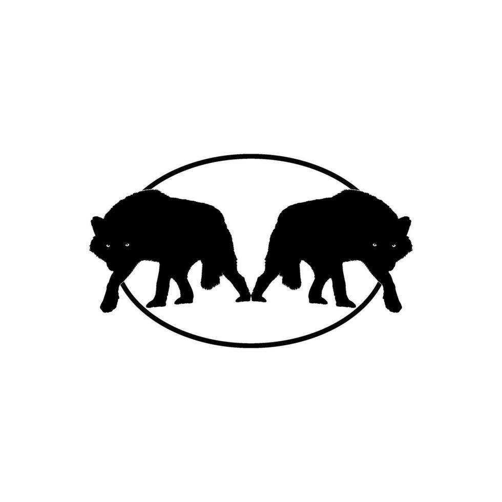 Silhouette von das Wolf entstehen von das Kreis Loch zum Logo Typ. Vektor Illustration