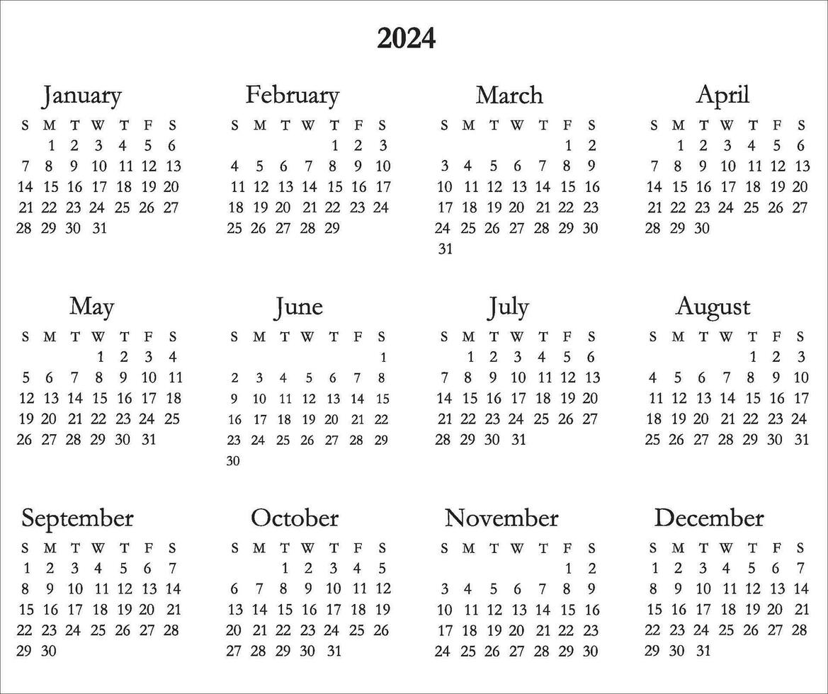 kostenlos 2024 Kalender Vektor Design