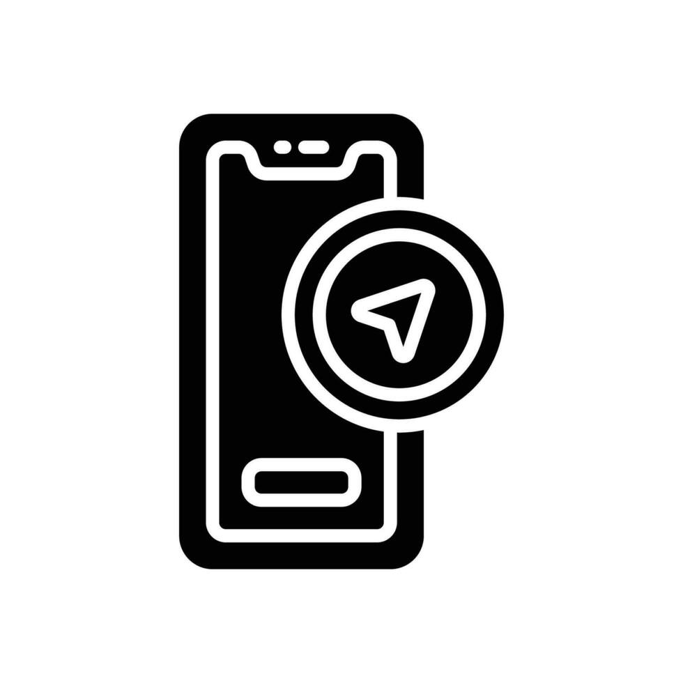 Navigation App Glyphe Symbol. Vektor Symbol zum Ihre Webseite, Handy, Mobiltelefon, Präsentation, und Logo Design.